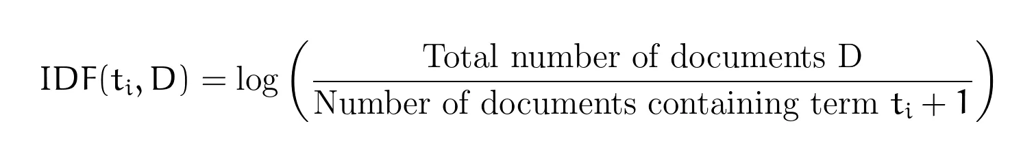 Inverse document frequency equation